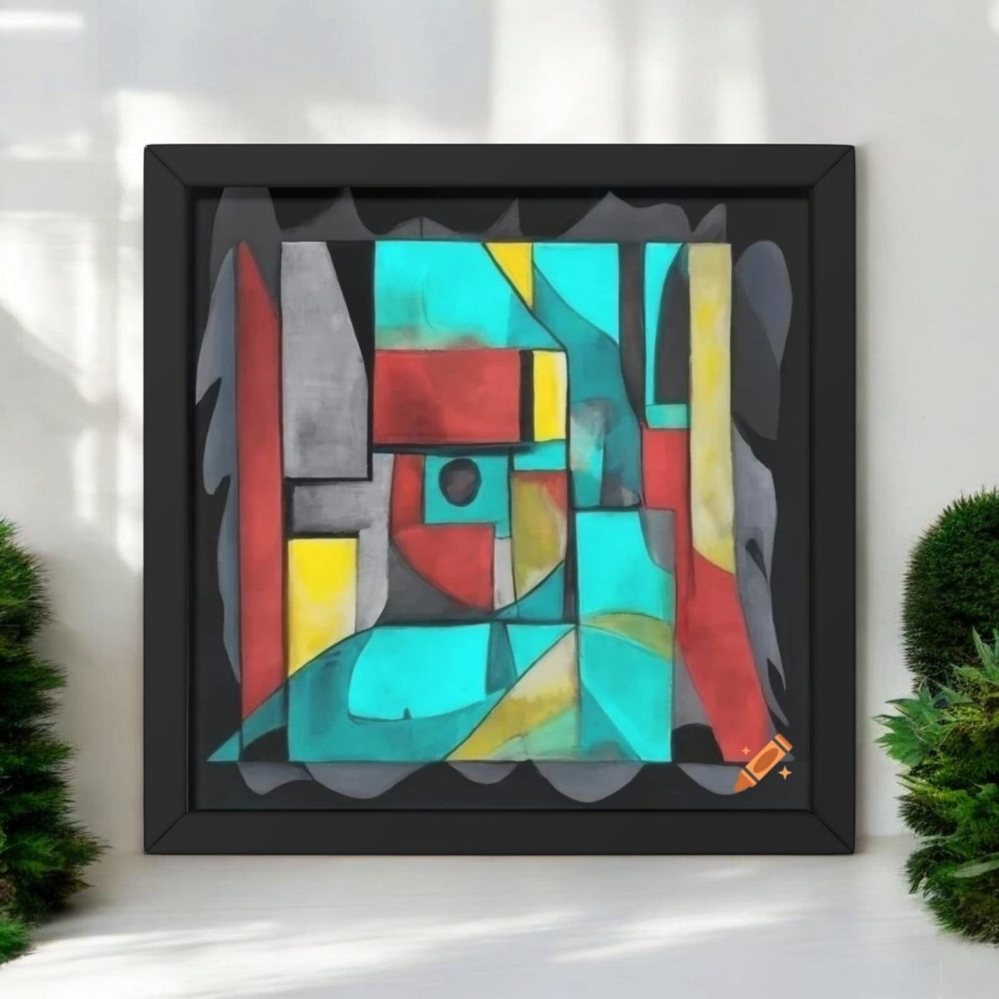 Geometric Abstract Framed Wall Art - Canvas Painting
