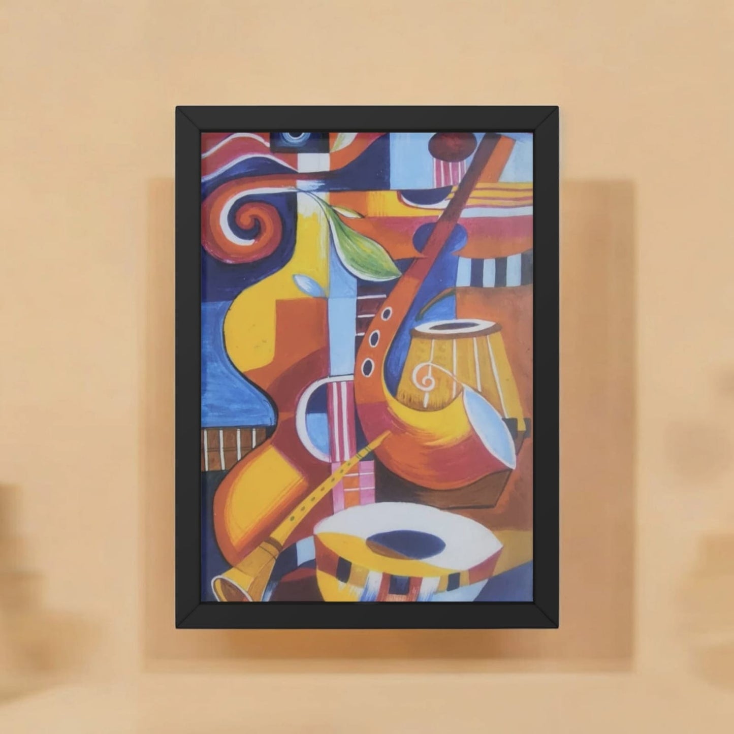 Musical Instrument Abstract Framed Wall Art - Canvas Painting