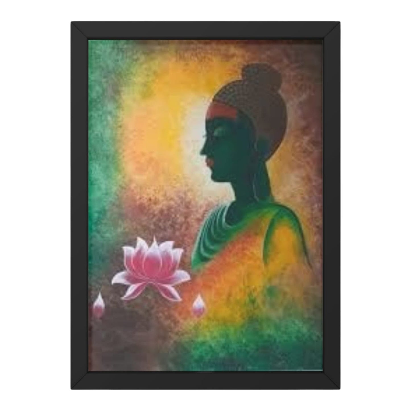 Canvas Painting Of Serene Buddha with Lotus Blossoms