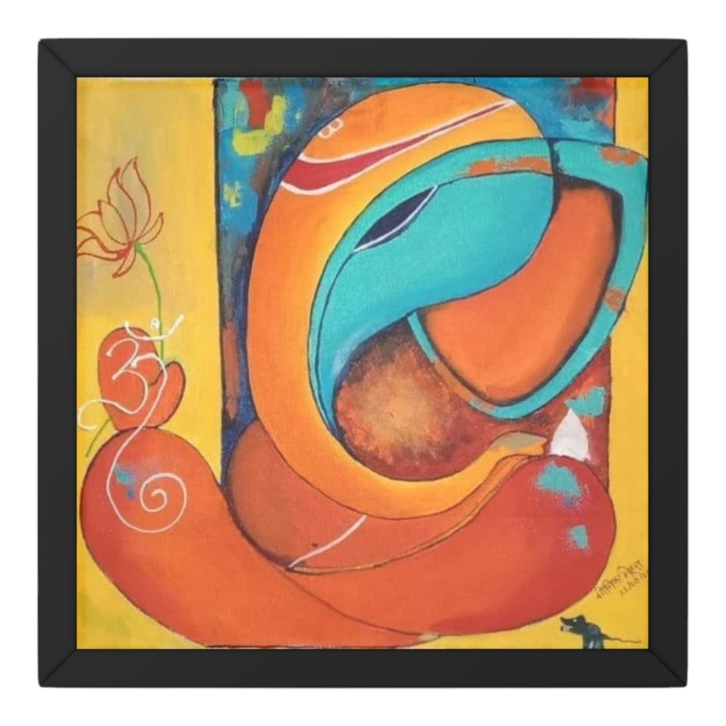 Lord Ganesha Abstract Wall Art - Canvas Painting