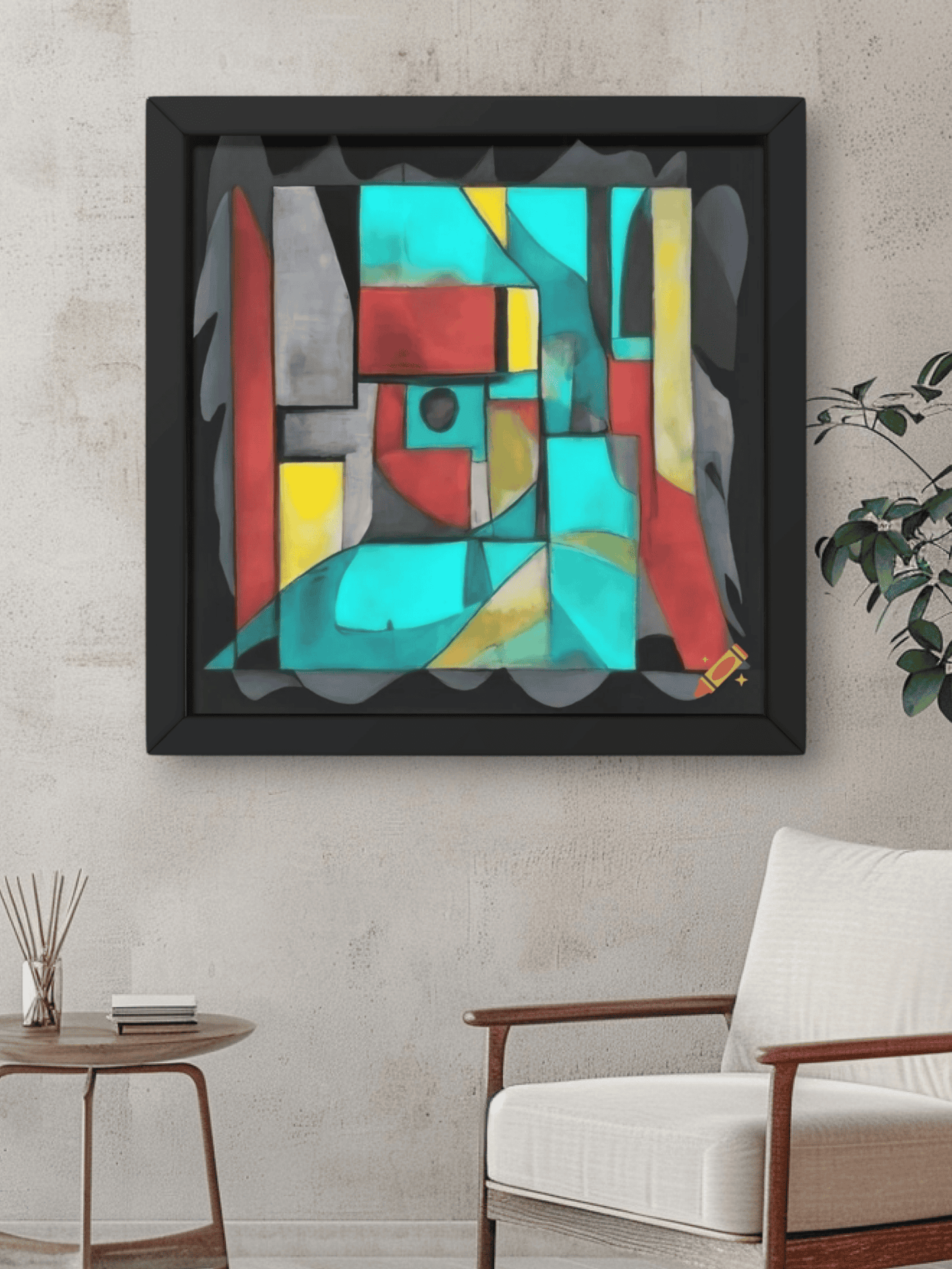 Geometric Abstract Framed Wall Art - Premium Handmade Canvas Painting