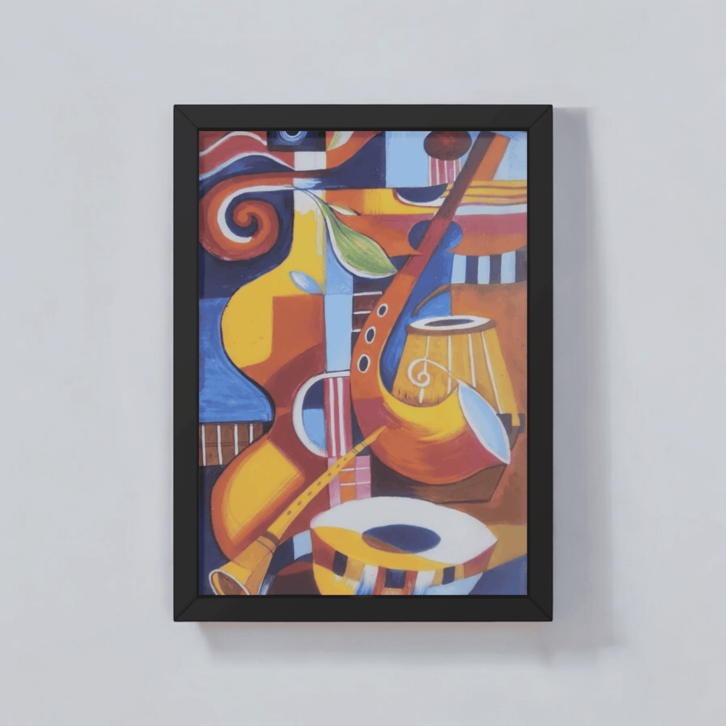 Musical Instrument Abstract Framed Wall Art - Premium Handmade Canvas Painting