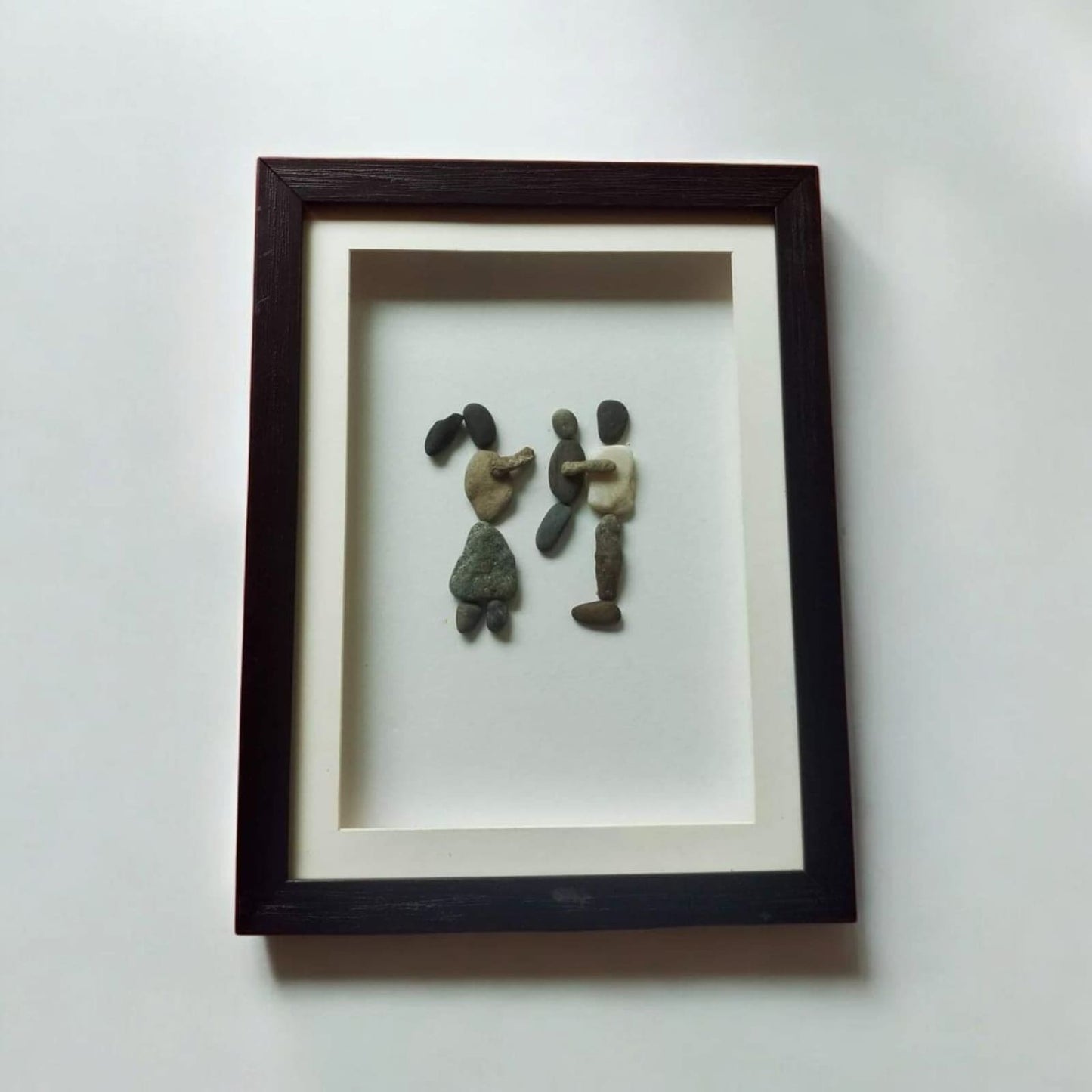 Handcrafted Pebble Art Sibling Bond by Prahalad Pawar - Unique 9x12 Wall Decor for Home