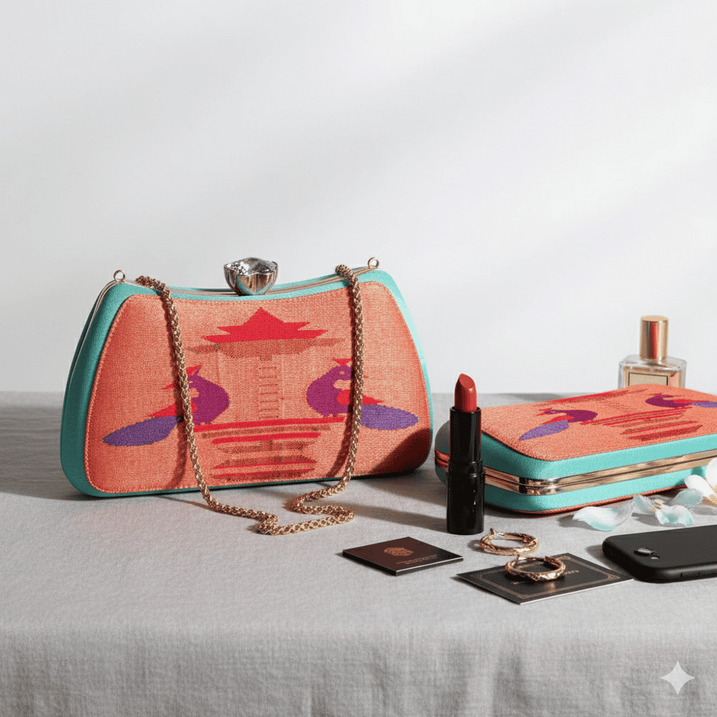 Handmade Peacock Pavilion Silk Handbag – A Blend of Tradition and Elegance