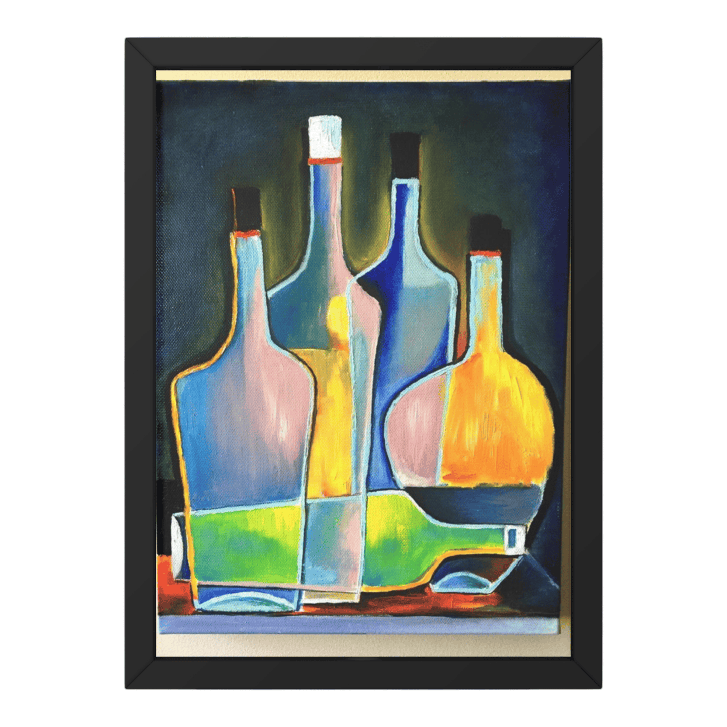 Abstract Bottles in Vibrant Colors- Premium Handmade Canvas Painting