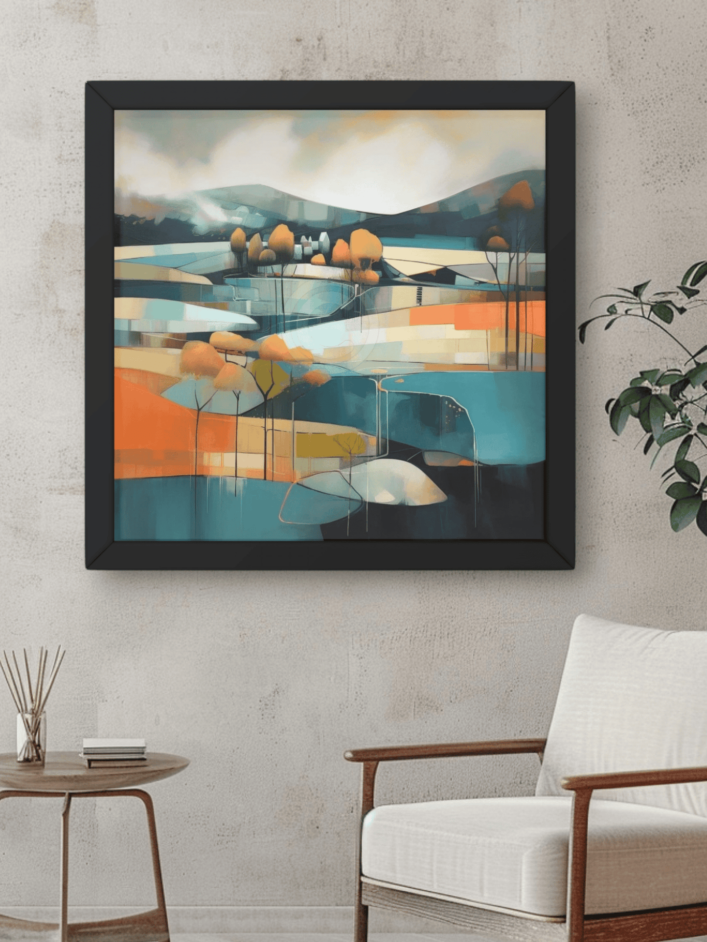Abstract Landscape Framed Wall Art - Premium Handmade Canvas Painting