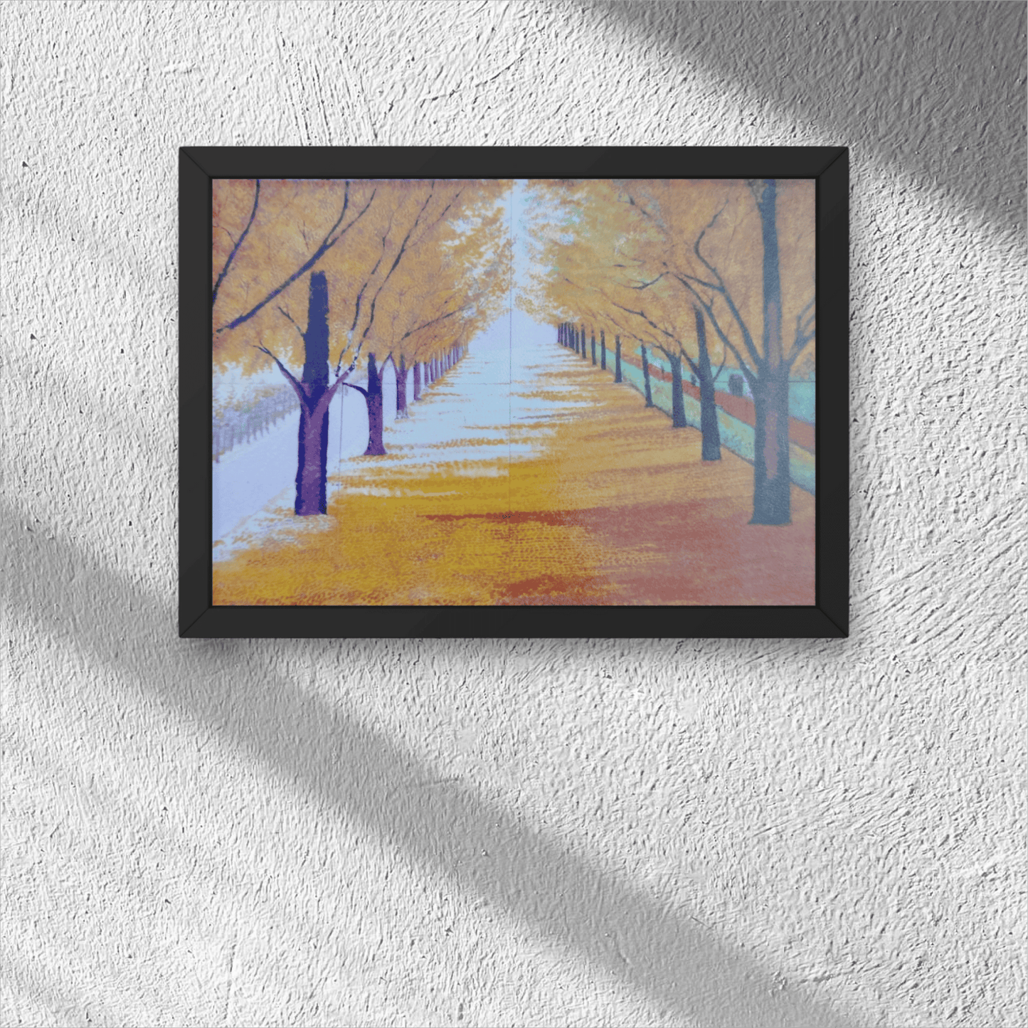 Golden Pathway of Autumn Trees - Premium Handmade Canvas Painting