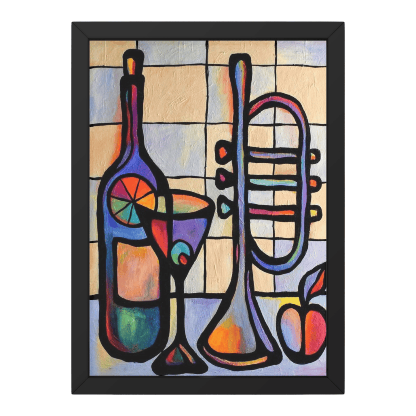 Abstract Jazz & Wine Wall Handmade Canvas Painting – A Fusion of Music and Elegance