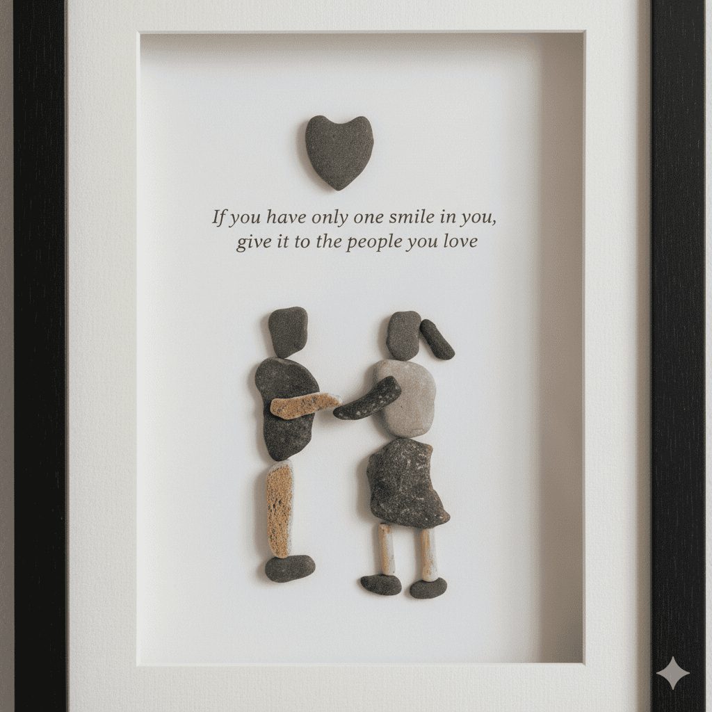 Premium Handcrafted Pebble Art Couple with Love Quote by Prahalad Pawar - Unique 9x12 Wall Decor for Home
