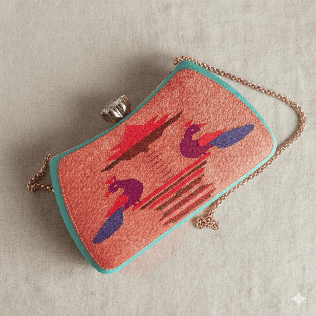 Handmade Peacock Pavilion Silk Handbag – A Blend of Tradition and Elegance