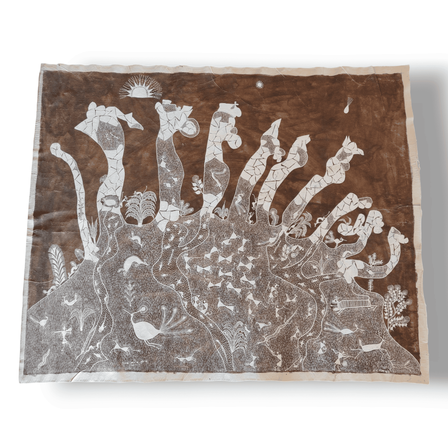 Handcrafted Warli Painting – Nature and Harmony Theme(Without Frame) (50" * 40" )