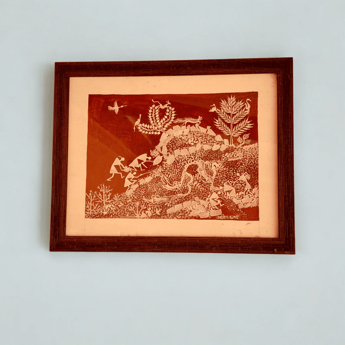 Boy Bathing in River – Traditional Warli Art (16"*13")