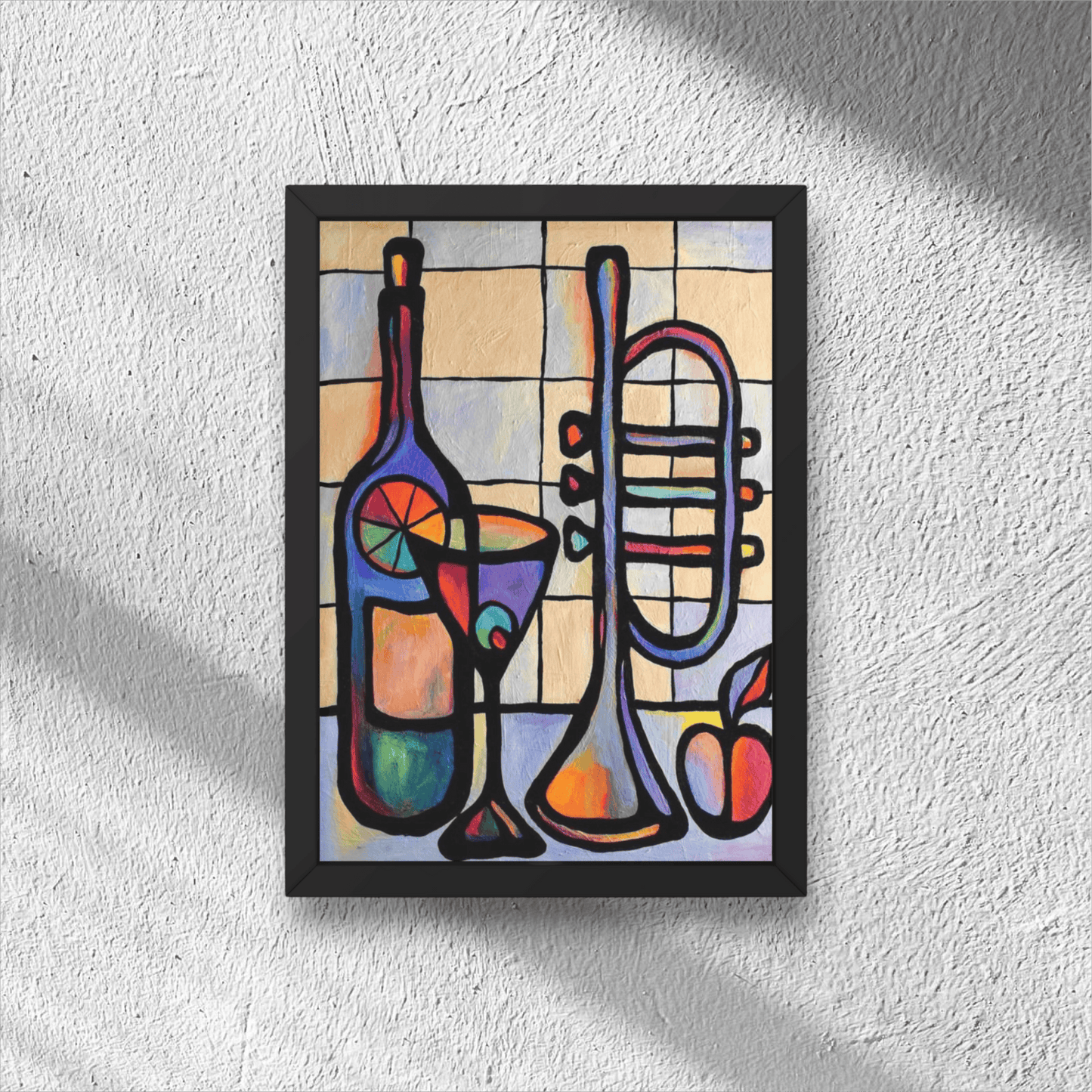 Abstract Jazz & Wine Wall Handmade Canvas Painting – A Fusion of Music and Elegance