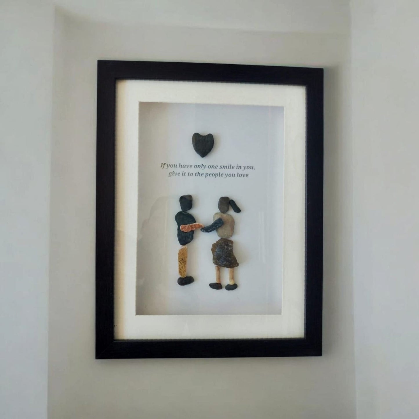 Handcrafted Pebble Art Couple with Love Quote by Prahalad Pawar - Unique 9x12 Wall Decor for Home