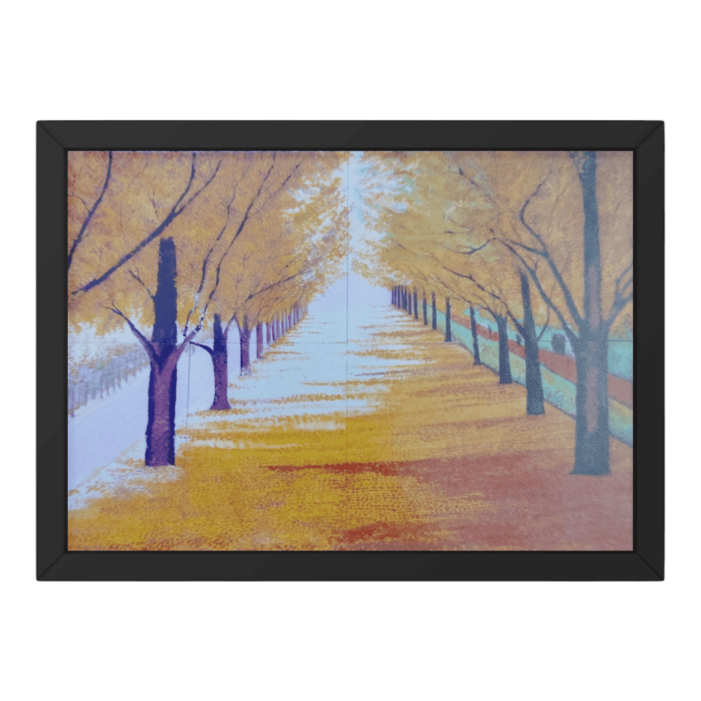 Golden Pathway of Autumn Trees - Premium Handmade Canvas Painting