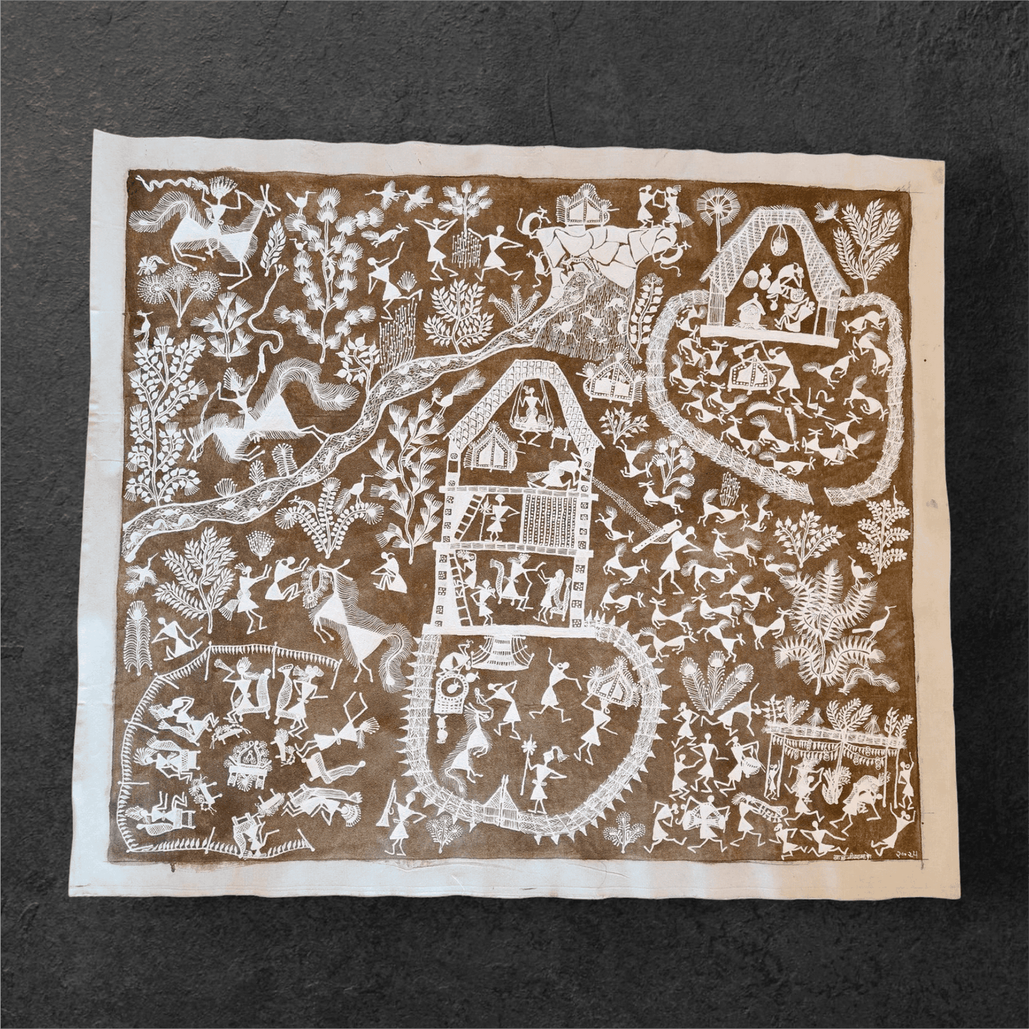 Handcrafted Warli Painting – Marriage Story( Without Frame)(39"*34")