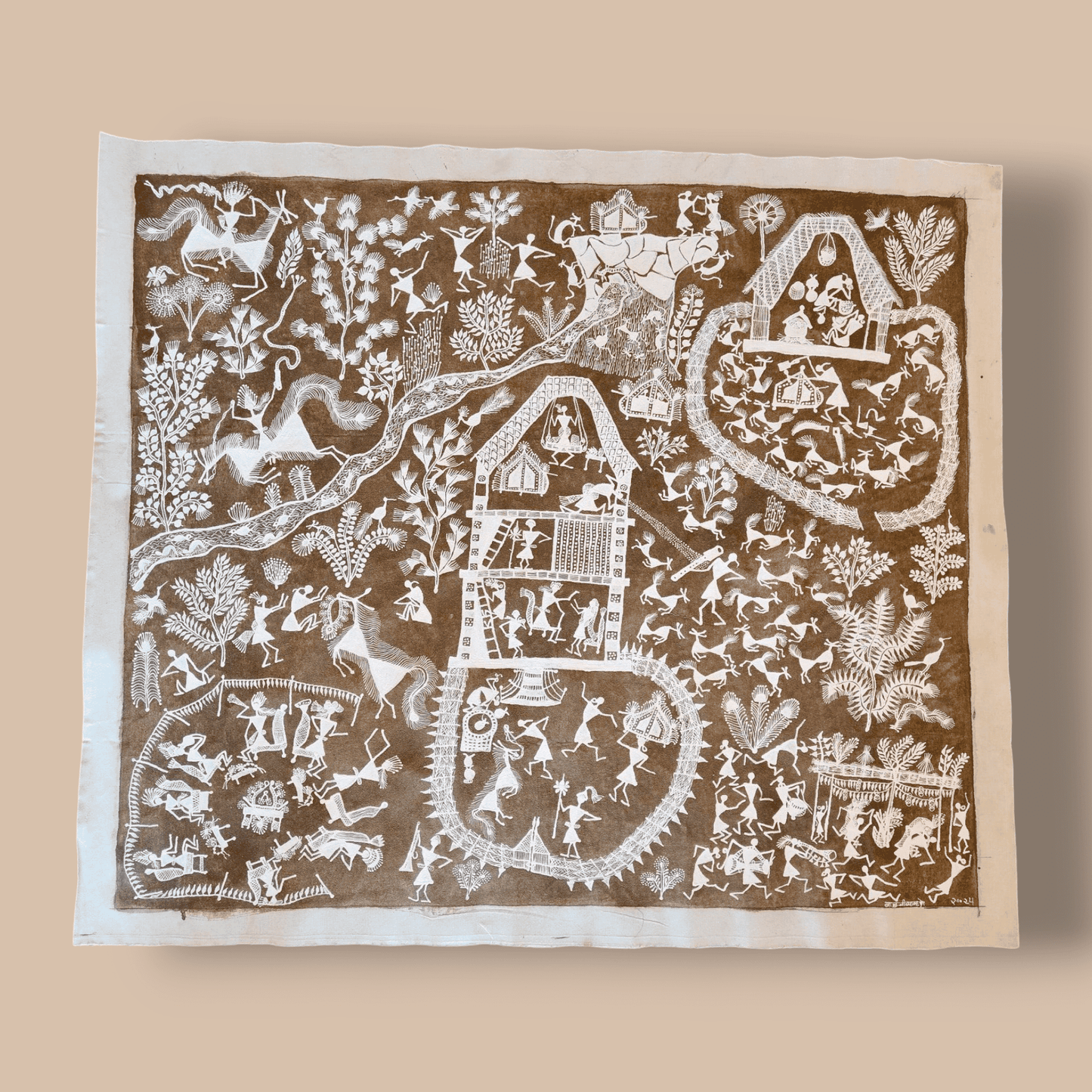 Handcrafted Warli Painting – Marriage Story( Without Frame)(39"*34")