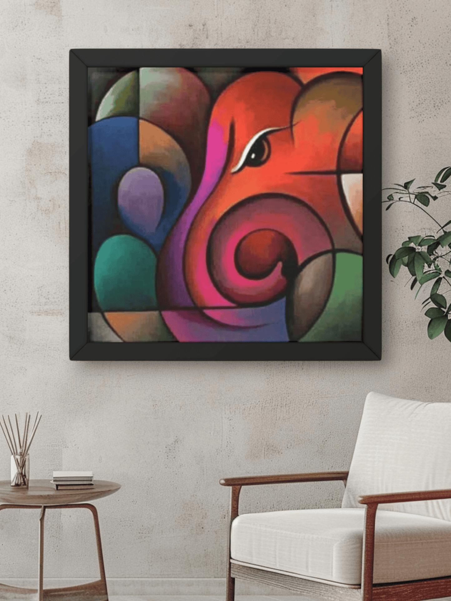 Abstract Lord Ganesha Wall Art -Premium Handmade Canvas Painting