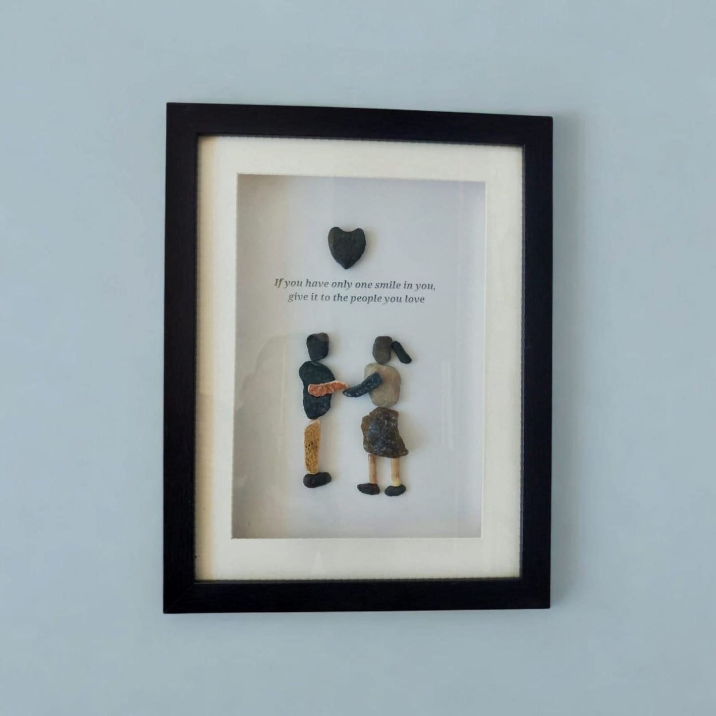 Handcrafted Pebble Art Couple with Love Quote by Prahalad Pawar - Unique 9x12 Wall Decor for Home