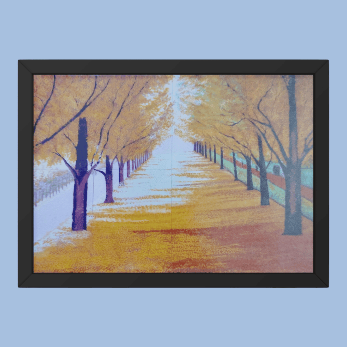 Golden Pathway of Autumn Trees - Premium Handmade Canvas Painting