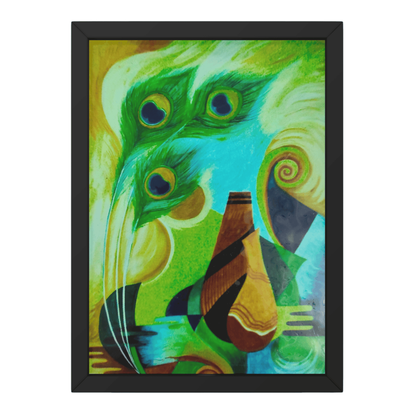 Premium Handmade Abstract Harmony with Peacock Feathers- Canvas Painting