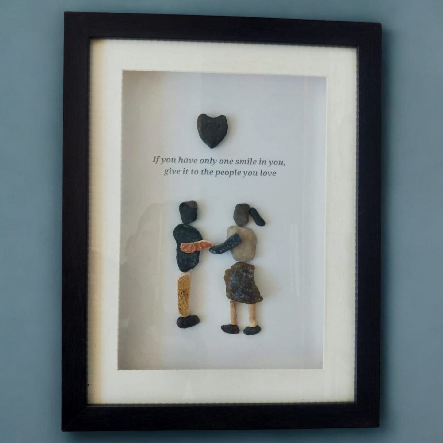 Handcrafted Pebble Art Couple with Love Quote by Prahalad Pawar - Unique 9x12 Wall Decor for Home