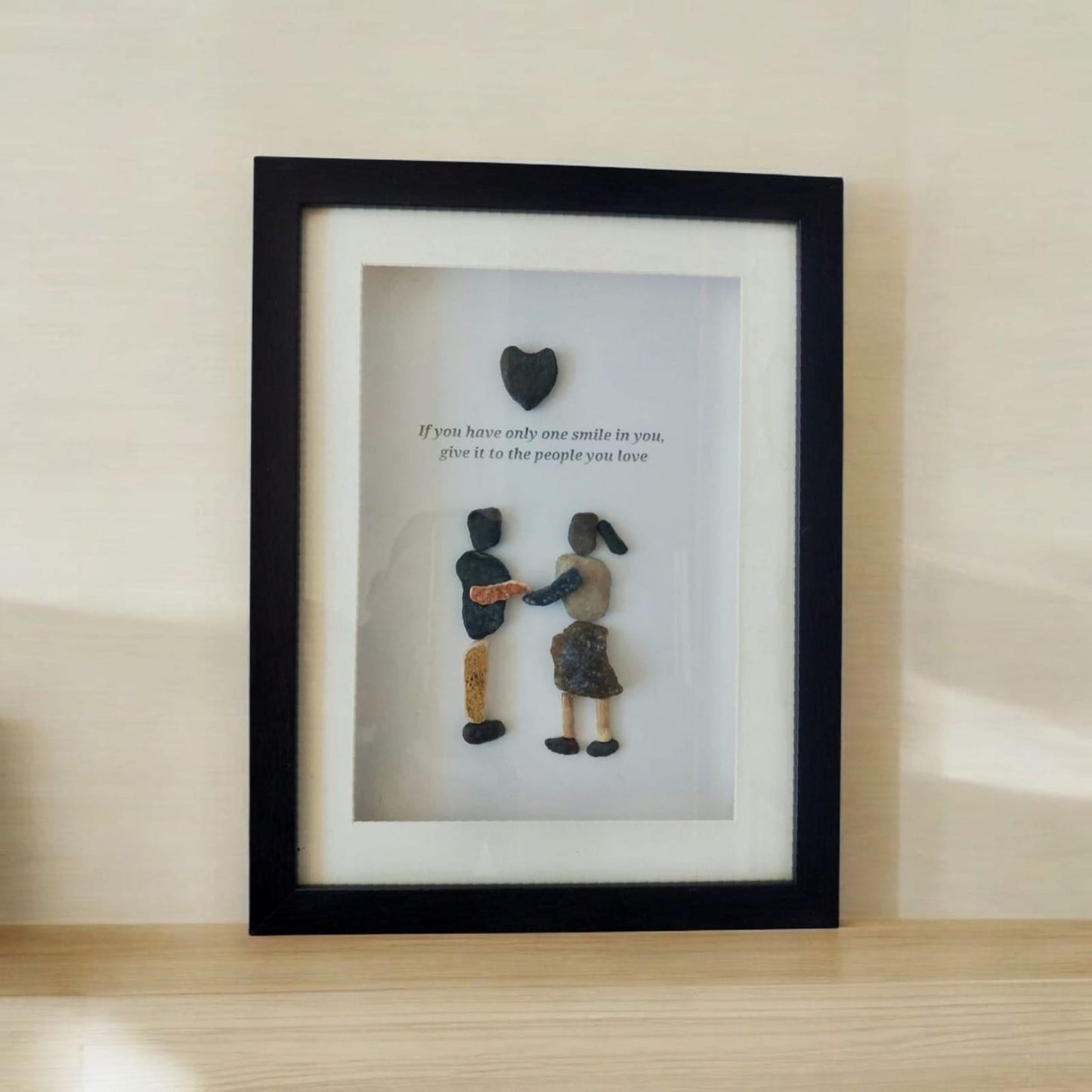 Handcrafted Pebble Art Couple with Love Quote by Prahalad Pawar - Unique 9x12 Wall Decor for Home