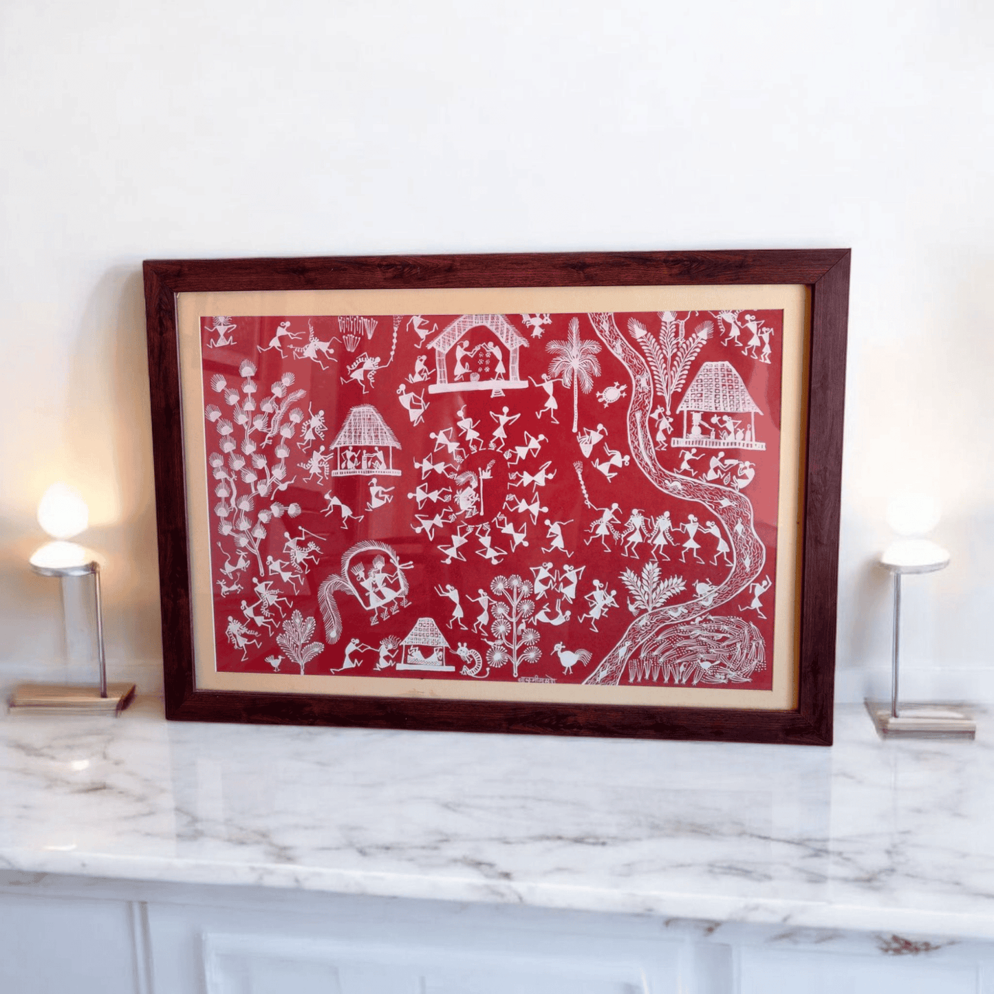 Village Celebration – A Warli Art Depiction of Tribal Life(24"*18")