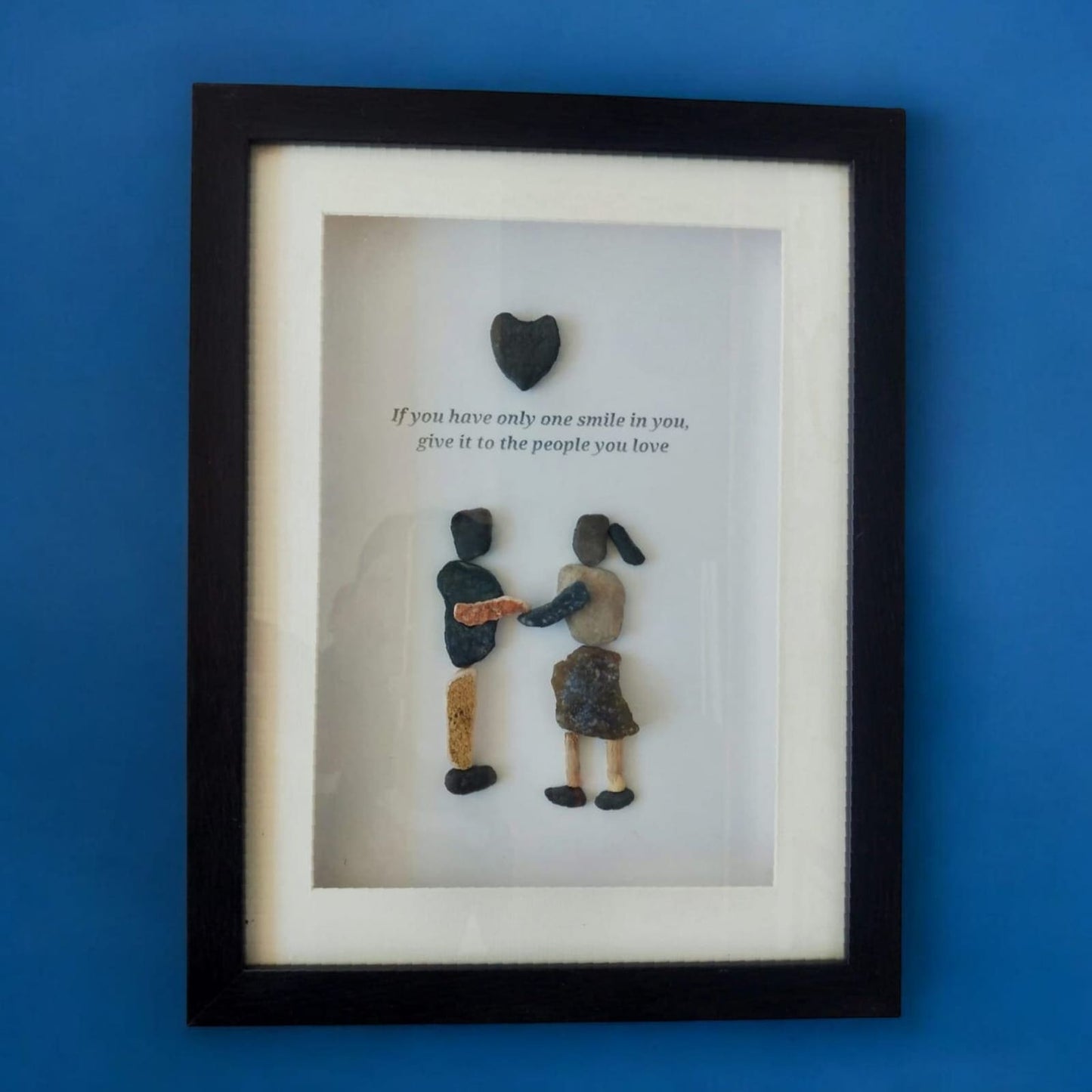 Handcrafted Pebble Art Couple with Love Quote by Prahalad Pawar - Unique 9x12 Wall Decor for Home