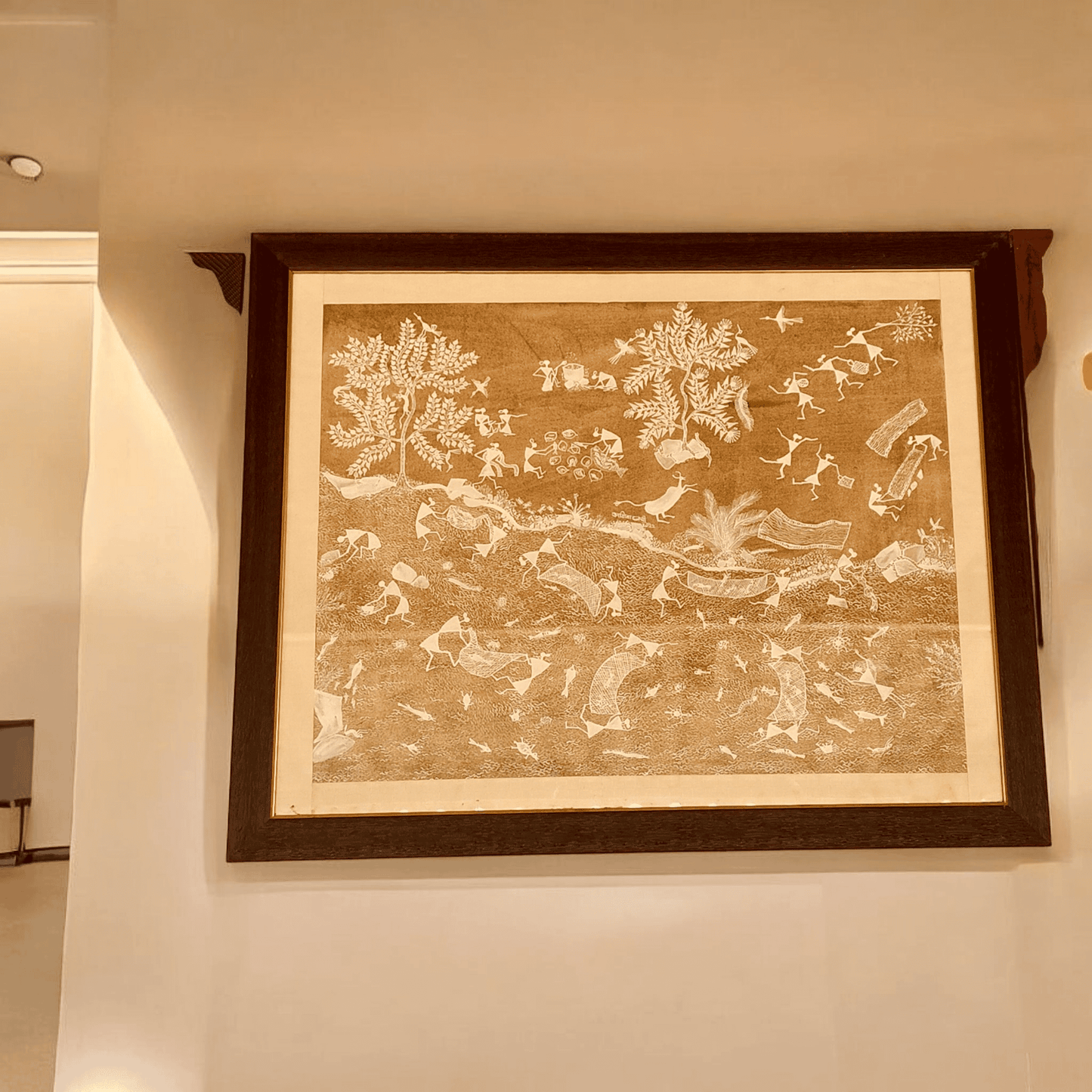 Fishing in Village River – A Traditional Warli Painting by Bharat Bhushan Awardee Balu Jivya Mashe (30"*24")