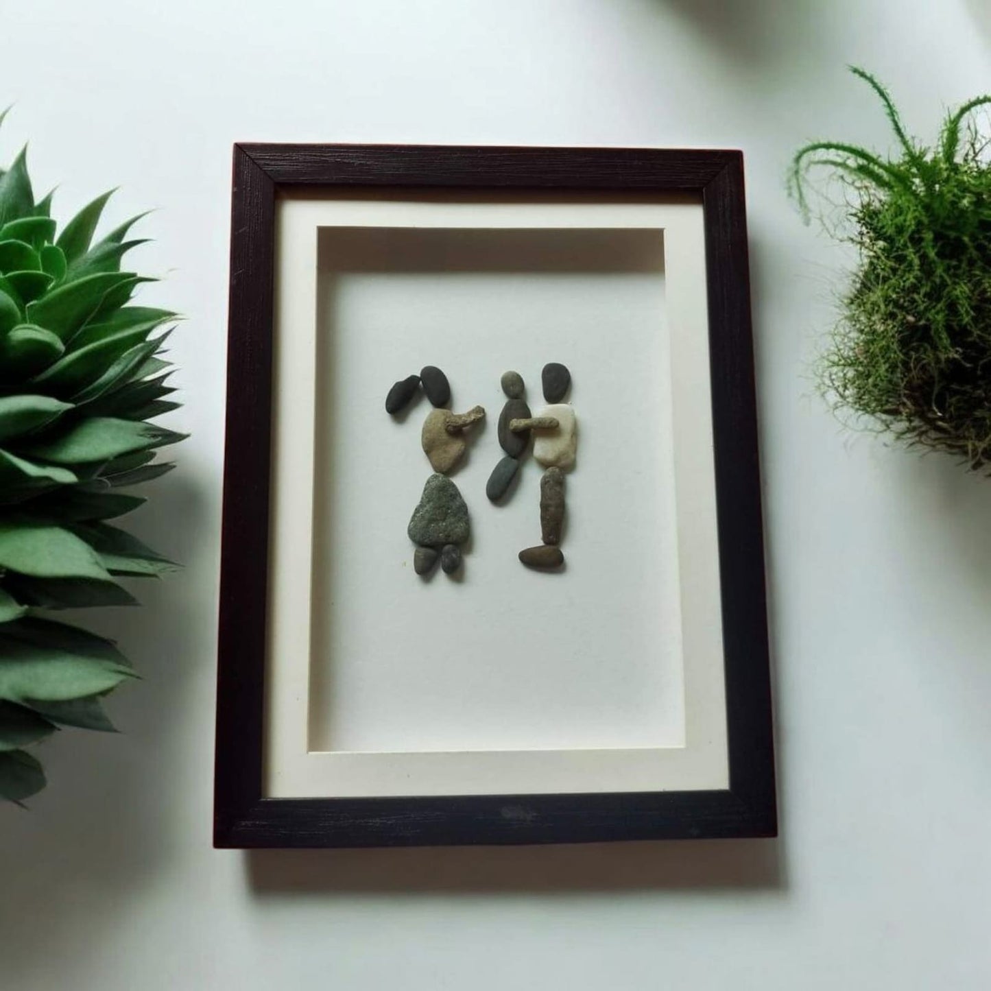 Handcrafted Pebble Art Sibling Bond by Prahalad Pawar - Unique 9x12 Wall Decor for Home