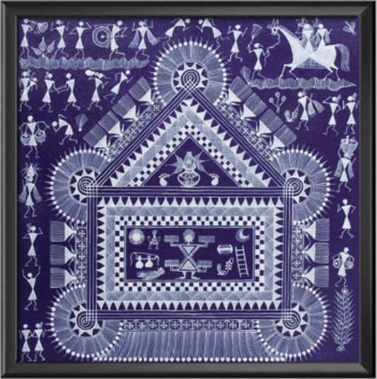 Tribal Warli Painting Indian Traditional Folk Art Tribal Wedding Celebration | Traditional Warli Wedding Art | Tribal Folk Art Handmade Painting