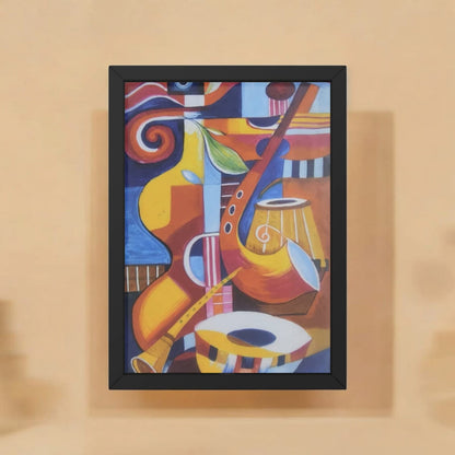 Musical Instrument Abstract Framed Wall Art - Premium Handmade Canvas Painting
