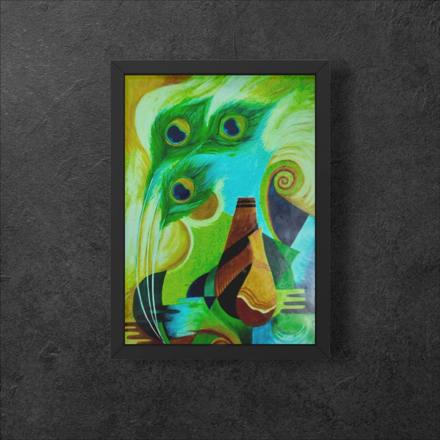 Abstract Harmony with Peacock Feathers- Canvas Painting