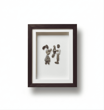 Premium Handcrafted Pebble Art Sibling Bond by Prahalad Pawar - Unique 9x12 Wall Decor for Home