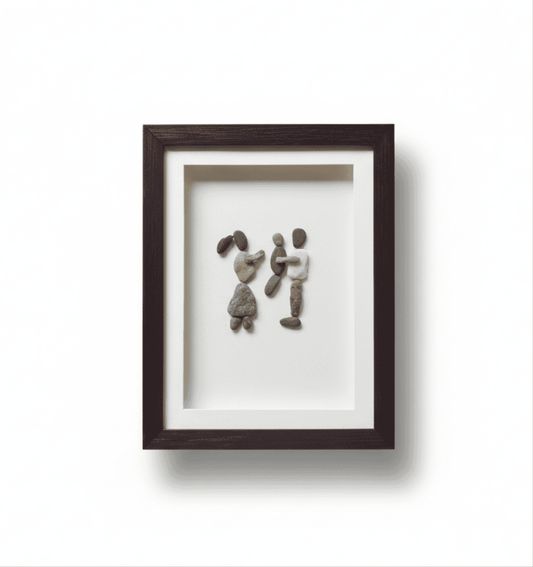 Premium Handcrafted Pebble Art Sibling Bond by Prahalad Pawar - Unique 9x12 Wall Decor for Home