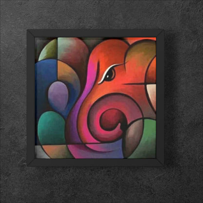 Abstract Lord Ganesha Wall Art -Premium Handmade Canvas Painting