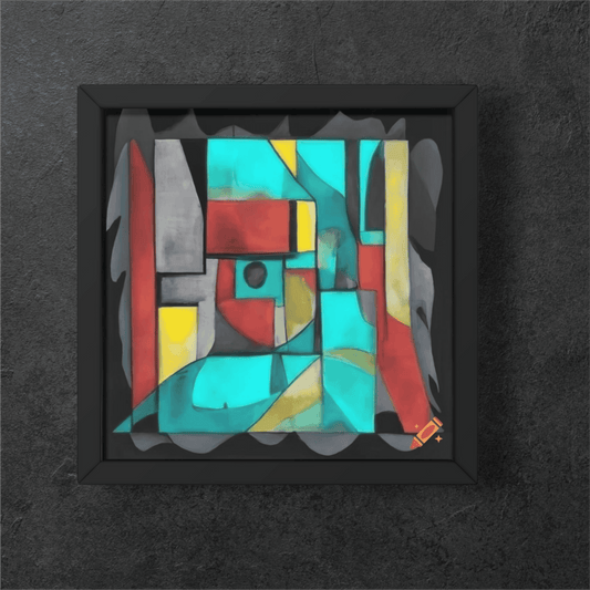 Geometric Abstract Framed Wall Art - Premium Handmade  Canvas Painting