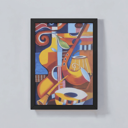Musical Instrument Abstract Framed Wall Art - Premium Handmade Canvas Painting
