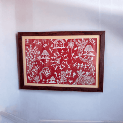Village Celebration – A Warli Art Depiction of Tribal Life(24"*18")