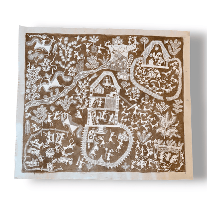 Handcrafted Warli Painting – Marriage Story( Without Frame)(39"*34")