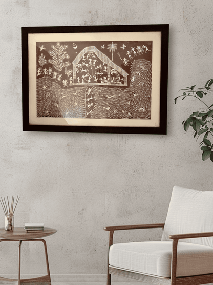Authentic Warli Painting – Handcrafted Tribal Art(32"*24")