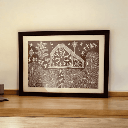 Authentic Warli Painting – Handcrafted Tribal Art(32"*24")