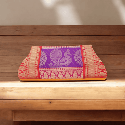Handmade Peacock Motif Silk Handbag