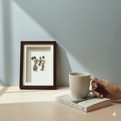 Premium Handcrafted Pebble Art Sibling Bond by Prahalad Pawar - Unique 9x12 Wall Decor for Home