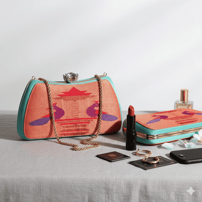 Handmade Peacock Pavilion Silk Handbag – A Blend of Tradition and Elegance