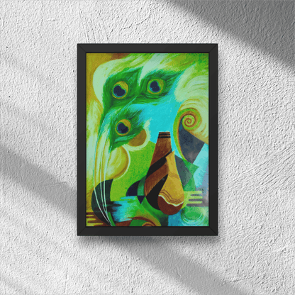 Premium Handmade Abstract Harmony with Peacock Feathers- Canvas Painting
