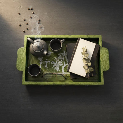 Handcrafted Wooden Tray with Warli Art(6*10)
