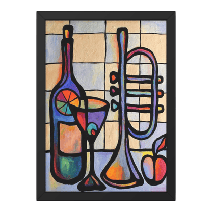 Abstract Jazz & Wine Wall Handmade Canvas Painting – A Fusion of Music and Elegance
