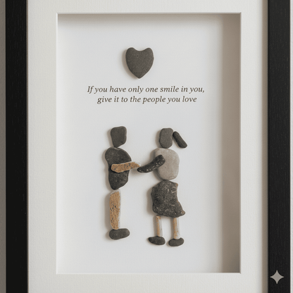 Premium Handcrafted Pebble Art Couple with Love Quote by Prahalad Pawar - Unique 9x12 Wall Decor for Home